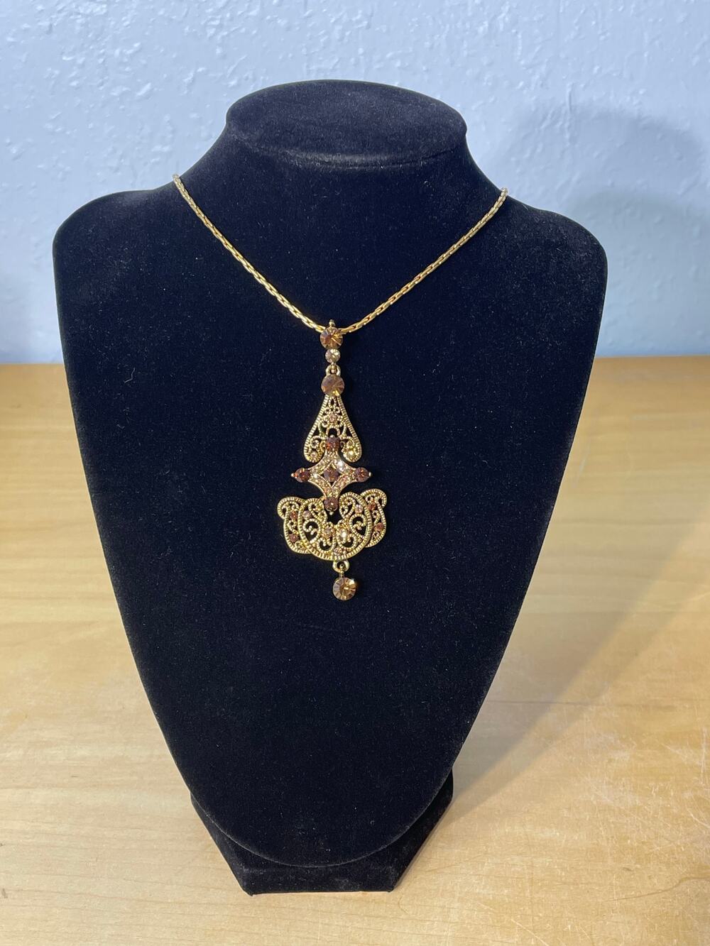 Camrose & Kross Revival Style Pendant Necklace JBK Gold Tone Whimsygoth